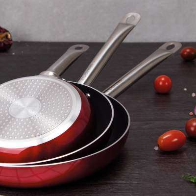 Recycled press aluminium fry pan set Red Special 3 Claveles